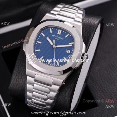 Knockoff Patek Philippe Nautilus 40mm Watches Blue Face Stainless Steel