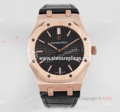 BF Factory Audemars Piguet Royal Oak 41mm Rose Gold Leather Strap Watch AAA Replica