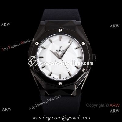 High Quality Hublot Sang Bleu White Dial Black Case Watch
