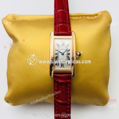2020 Replica Cartier Tank Americaine Swiss Quartz Rose Gold Watches Lady Size