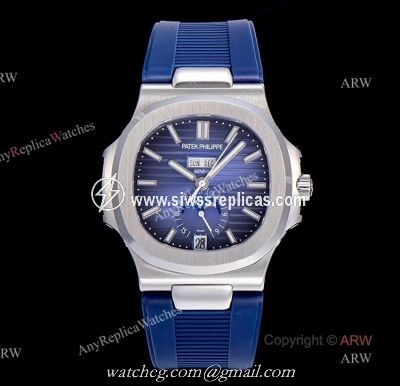 (GR) V2 Version New Patek Philippe Nautilus Annual Calendar 5726 Blue Dial Blue Rubber Replica Watch