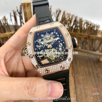 Copy Richard Mille Bubba Watson RM 38-01 Watch Rose Gold Diamond