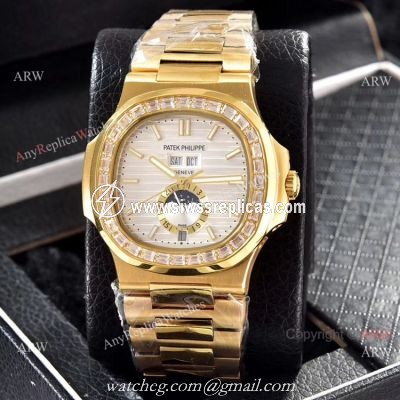 Wholesale Copy Patek Philippe Annual Calendar Watches Yellow Gold with Diamond