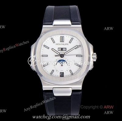 (GR) V2 Version New Patek Philippe Nautilus Annual Calendar 5726 Moonphase Watch With Black Rubber Strap