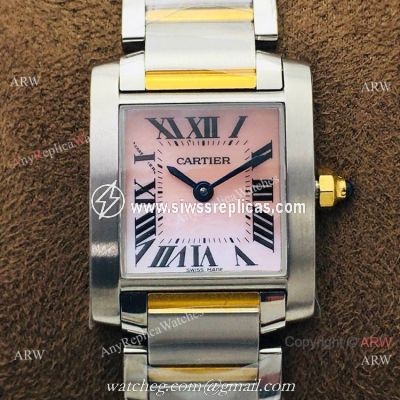 Super Replica Cartier Tank Francaise Watch 2-Tone Pink Face 20