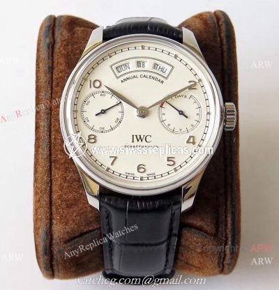 Swiss Grade 1A IWC Portugieser Annual Calendar IW503501 ZF White Dial Leather Strap