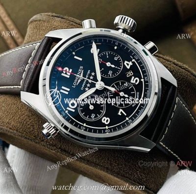 CF Factory 1:1 Copy Longines Spirit ETA7753 Chronograph Watch Brown Leather Strap