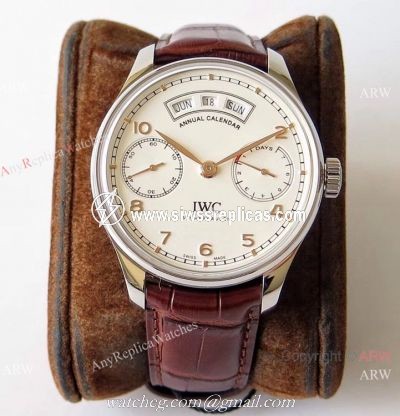 Swiss Grade 1 IWC Portuguese Annual Calendar ZF Swiss 52850 Rose Gold Arabic Marker 44mm