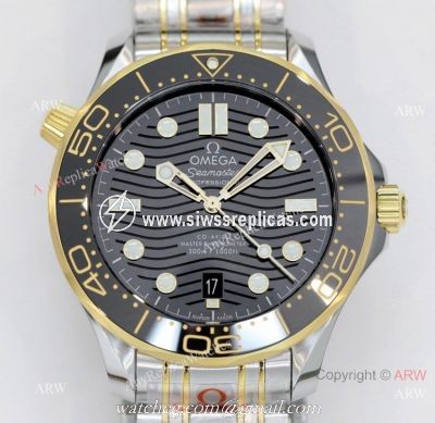 2021 Latest Replica Omega Seamaster Diver 300m OR 8800 Two Tone Black Dial Watch 42mm