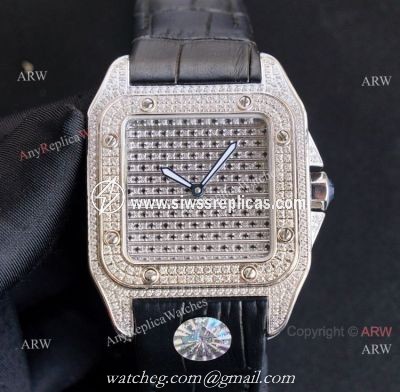 Iced Out Cartier Santos 100 Automatic Watch For Men Best Replica For Sale
