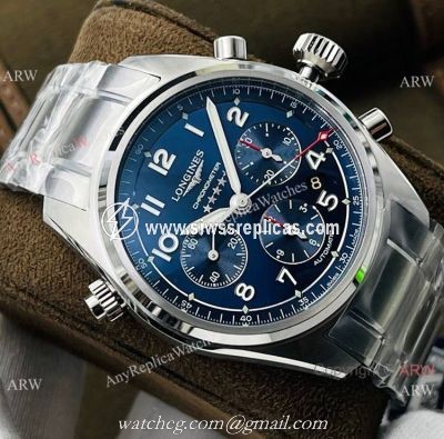 CF Factory Swiss Replica Longines Spirit ETA7753 Chronograph Watch Blue Dial Stainless Steel
