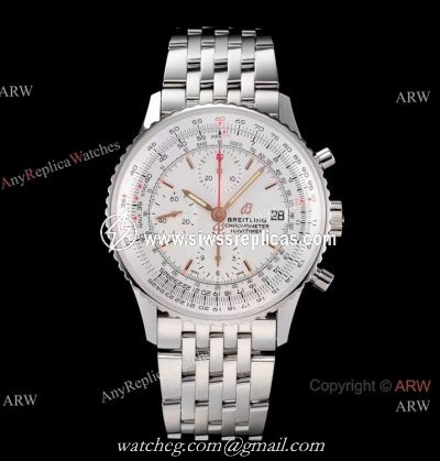 Swiss Grade Breitling Navitimer 1 41mm KOR Factory A7750 Watch Stainless Steel White Dial