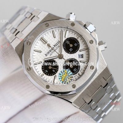 JH Audemars Piguet Royal Oak 7750 Chronograph Watch White Panda Dial 41mm