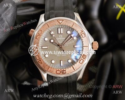 2021 New! Omega Seamaster Nekton Watch Rubber Strap Two Tone Rose Gold