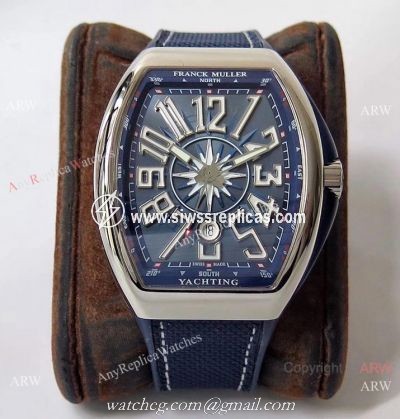 ZF Factory AAA Replica Franck Muller Vanguard Yachting V45 Watch Blue Dial 9015 Movement