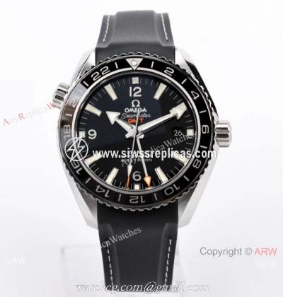 Swiss Grade Copy Omega Seamaster 600m Co-Axial GMT VS Factory 8605 Watch Black Rubber Band