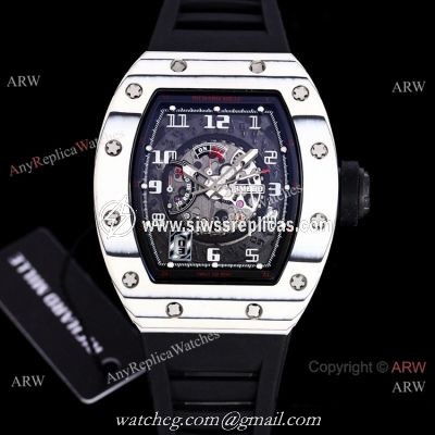 Best Copy Richard Mille RM 030 White Rush Limit Edition Watch Black Rubber Band