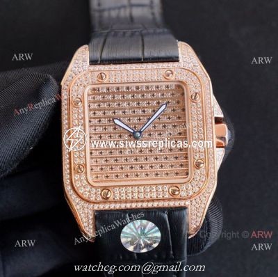Iced Out Cartier Santos 100 Replica Watches Automatic High End Replica