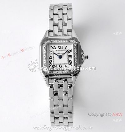 BV Factory Cartier Panthere De Stainless Steel Diamond 22mm Watch AAA Swiss Replica Cartier Watch