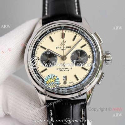 JH Factory Swiss Copy Breitling Premier B01 Asia7750 Chronograph Watches White Dial