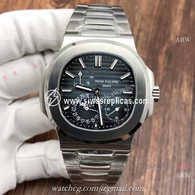 PPF Super Clone Patek Philippe Geneve Nautilus Moon phase Stianless Steel Gradient Blue Watch 40mm