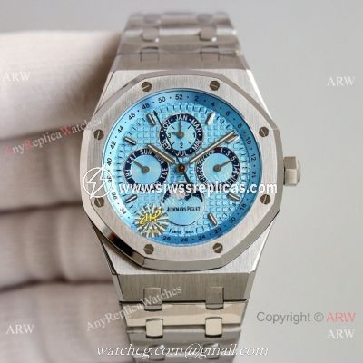 JH Factory Swiss Copy Audemars Piguet Royal Oak Perpetual Calendar 26574PT Watch Glacier blue Dial