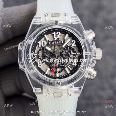 2021 New Hublot Unico Sapphire Transparent Chronograph Watch Black Inner