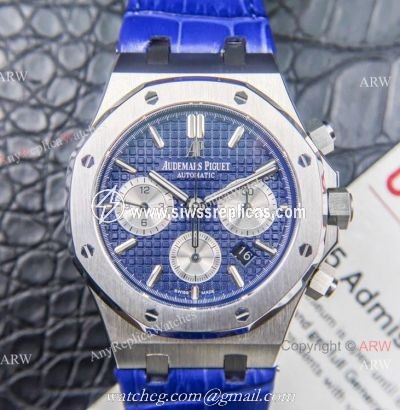 Grade 1A Swiss Copy Audemars Piguet Royal Oak Chrono ETA 7750 Watch 41mm SS Blue Dial