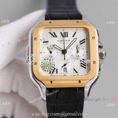 JH Swiss Grade Cartier Santos de Cartier Chronograph Two Tone Watch 2021 New!