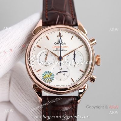 JH Swiss Copy Omega Speedmaster 7750 Chronograph Rose Gold Watch 42mm