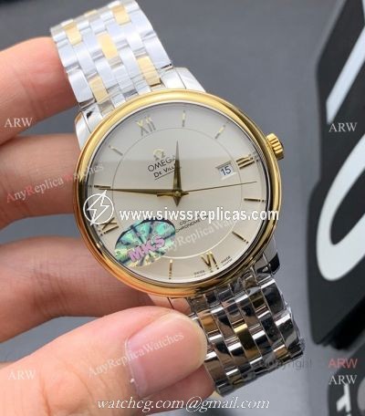 MKS Factory Omega Classic De Ville 9015 Watch Two Tone White Dial