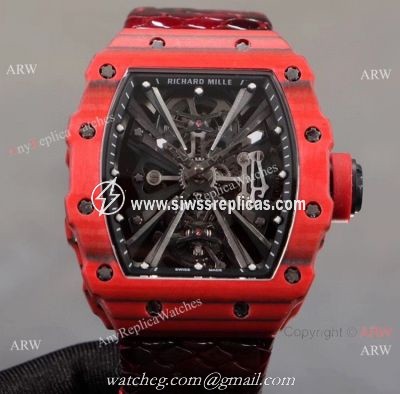 KV Factory 1:1 Richard Mille Tourbillon RM12-01 Red Quartz fiber Case Watch