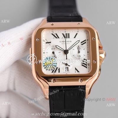 JH Swiss Grade Cartier Santos de Cartier Chronograph Rose Gold Watch 2021 New!