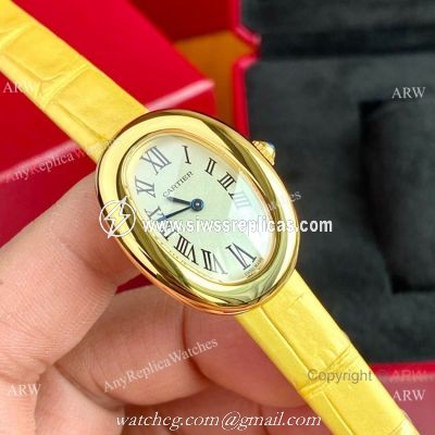 New Copy Cartier Baignoire Sapphire Glass Quartz Watch All Gold Small