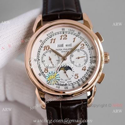 JH Swiss Copy Patek Philippe Perpetual Calendar Chronograph Rose Gold Watch