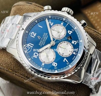 2021 New! Swiss Replica Breitling Navitimer 08 Chronograph Watch Blue Dial Stainless Steel