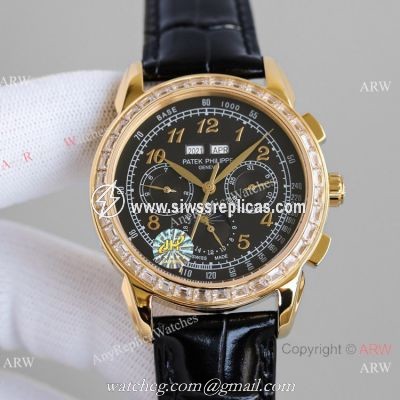 JH Swiss Replica Patek Philippe Perpetual Calendar Chronograph Watch 5270z Diamond Bezel