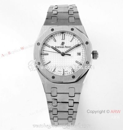2021 New Swiss Replica Audemars Piguet Royal Oak 34mm White Textured Dial Watch with Cal.5800