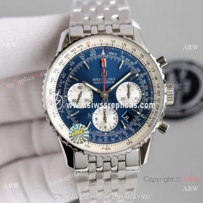 JH Factory Swiss Breitling Navitimer 01 Blue White Dial Watch 7750 Movement