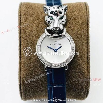 New! Copy Cartier Panthere De Silver Diamond Watches Swiss Quartz movement