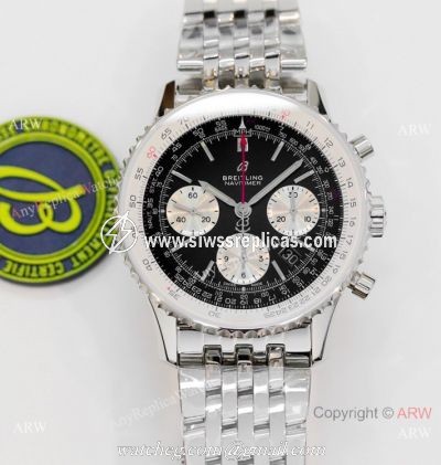 GF V2 Swiss Replica Breitling Navitimer B01 Chronograph Watches Black Dial New Style Band