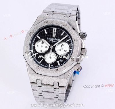 New Audemars Piguet Royal Oak Frosted Gold Chronograph Watch 41mm Black Dial Stainless Steel Bracelet Replica