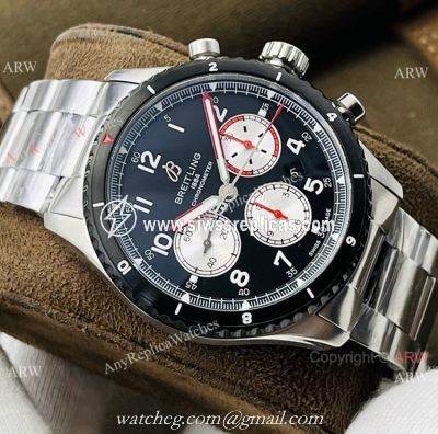 2021 New! Swiss Replica Breitling Navitimer 08 Stainless Steel Black Bezel Watch