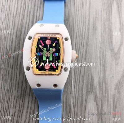 Women Richard Mille BonBon Collection Watches Rm07 Blue Rubber Strap