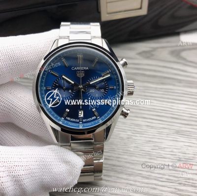 40mm Tag Heuer Carrera Blue Face Stainles Steel Watches For Men Replica