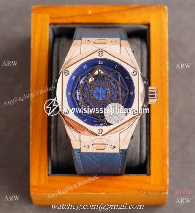 Z Factory Swiss Quality Hublot Big Bang Sang Bleu Blue Rose Gold Watch 45mm
