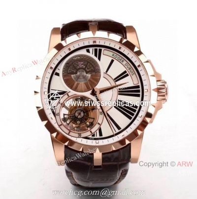 Swiss Copy Roger Dubuis Excalibur Tourbillon RDDBEX0216 Watch Rose Gold