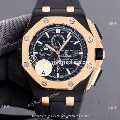 JF 1:1 Swiss Audemars Piguet AP Royal Oak Offshore 26406FR Black and Rose Gold Watch Super Clone