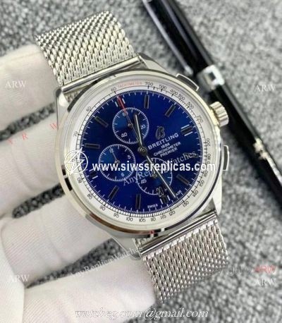 Knockoff Breitling Premier Chronograph Watches Stainless Steel Mesh Band