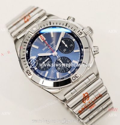 2021 New Brieitling Bullet Bracelet GF Factory Breitling Chronomat Blue Dial Asia7750 Watch